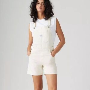Levi's® Premium Womens White Denim Overall UTILITY SHORTALLS